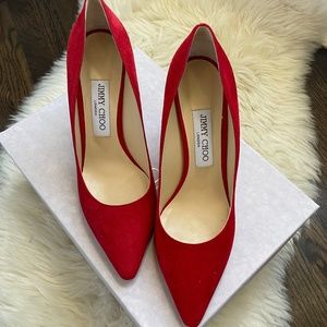Jimmy Choo Romy 85 Red Suede pump